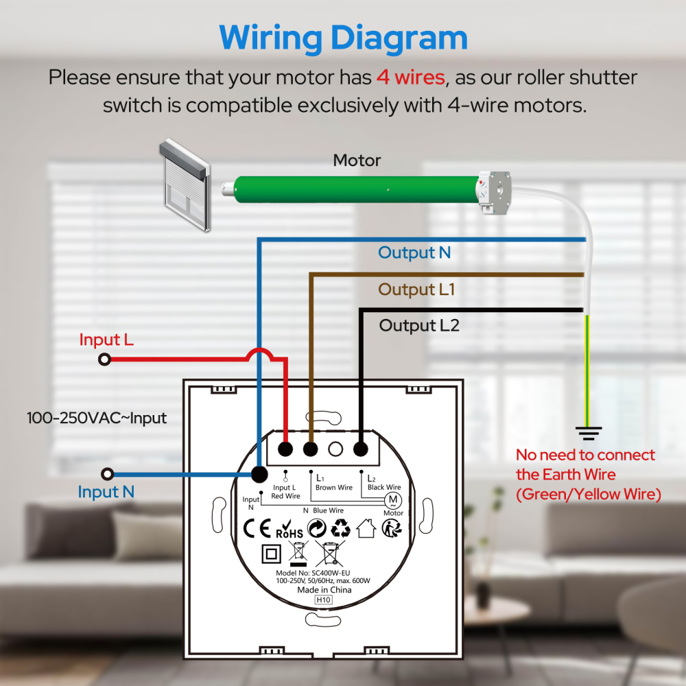 LoraTap WiFi Roller Shutter & Curtain Switch, Compatible with Alexa & Google Home for Voice Control, Smart Timing Wall-Mounted Motor Switch