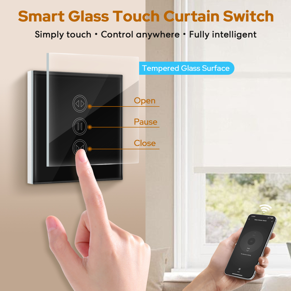 LoraTap WiFi Roller Shutter & Curtain Switch, Compatible with Alexa & Google Home for Voice Control, Smart Timing Wall-Mounted Motor Switch