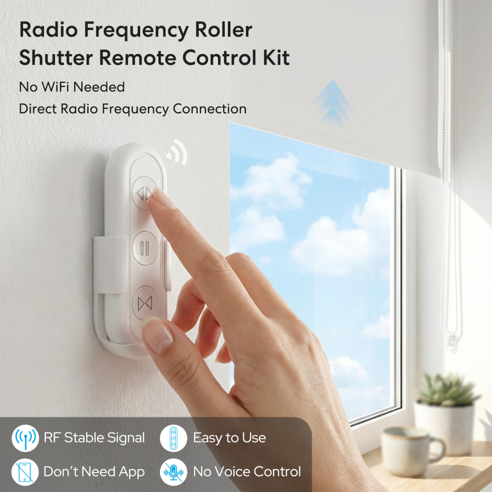 LoraTap 868 MHz Universal Wireless Roller Shutter Controller - Remote Control + Receiver for Roller Shutters, Easy and Quick Installation