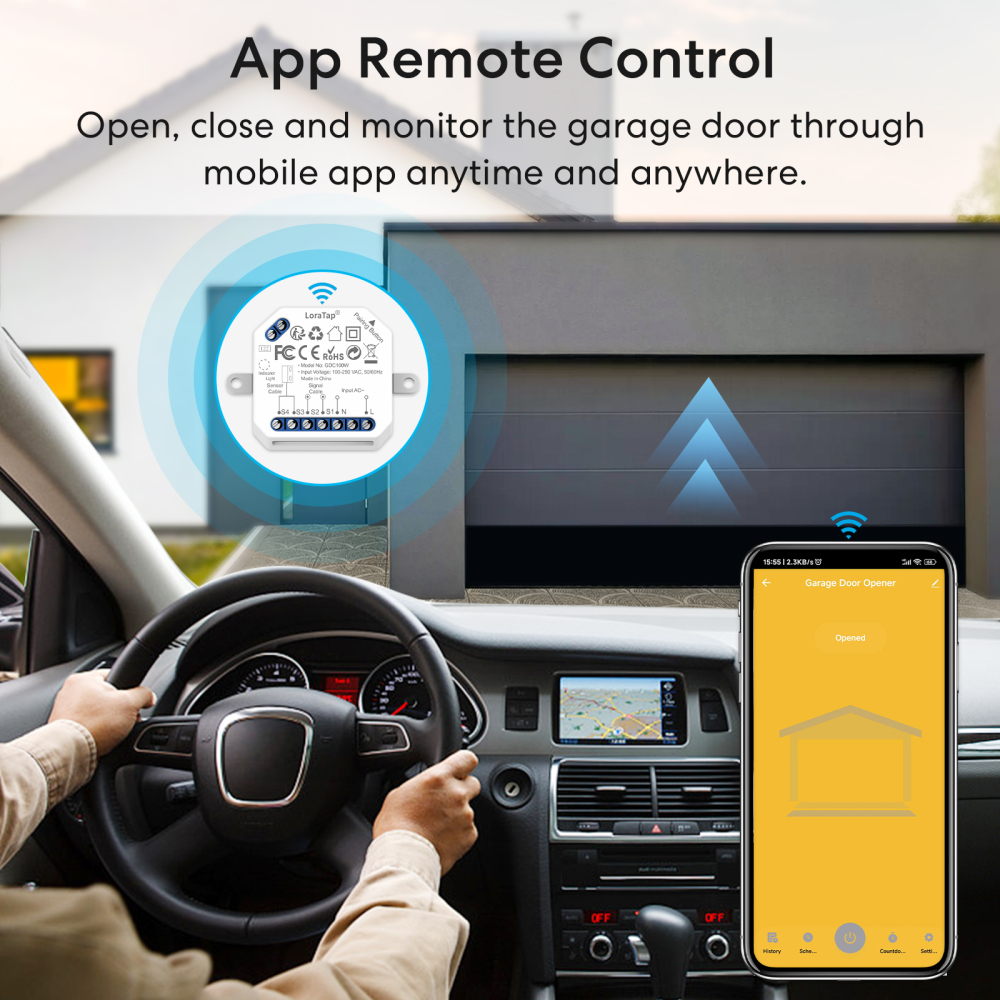LoraTap Tuya Smart Life Garage Door Opener Controller Dry Contact Switches Security Alarm System Work Google Assistant Alexa