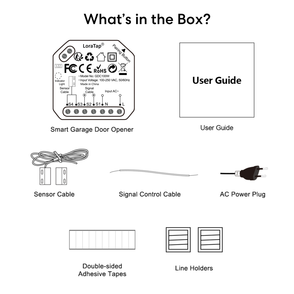 LoraTap Tuya Smart Life Garage Door Opener Controller Dry Contact Switches Security Alarm System Work Google Assistant Alexa