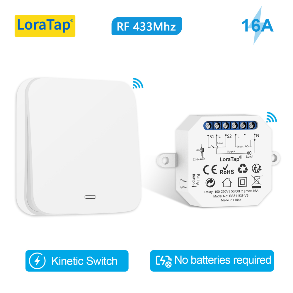 Remote Control Wireless Switch Kinetic Self-Powered Wall Light Switch Kit DIY No Battery No Wiring Needed