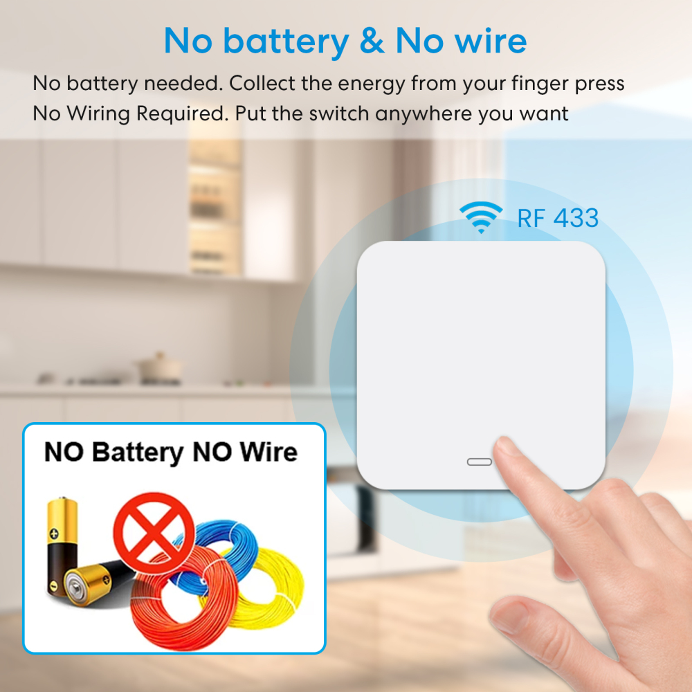 Remote Control Wireless Switch Kinetic Self-Powered Wall Light Switch Kit DIY No Battery No Wiring Needed
