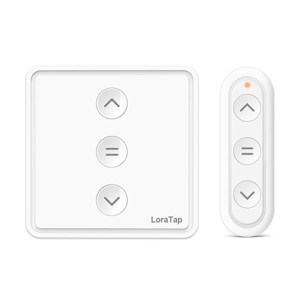 LoraTap RF Shutter Switch & Remote Kit, Physical Buttons, 600W, No WiFi for Electric Roller Shutters and Blinds