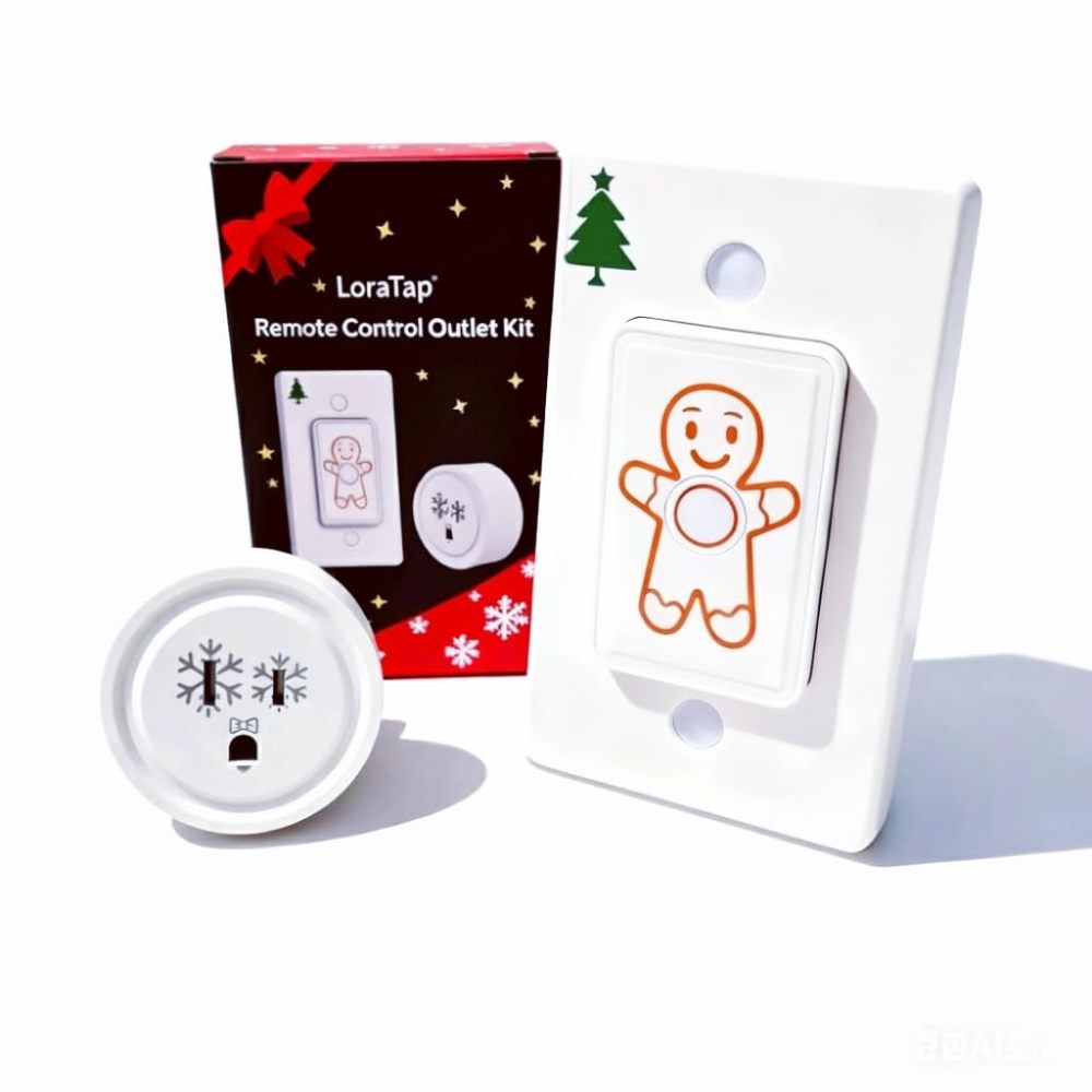 LoraTap Remote Control Outlet & Wireless Wall Switch, 100ft Indoor Range, One-Touch Control for Holiday Lights & Small Appliances, No Wiring Required