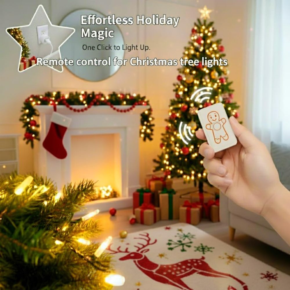 LoraTap Remote Control Outlet & Wireless Wall Switch, 100ft Indoor Range, One-Touch Control for Holiday Lights & Small Appliances, No Wiring Required