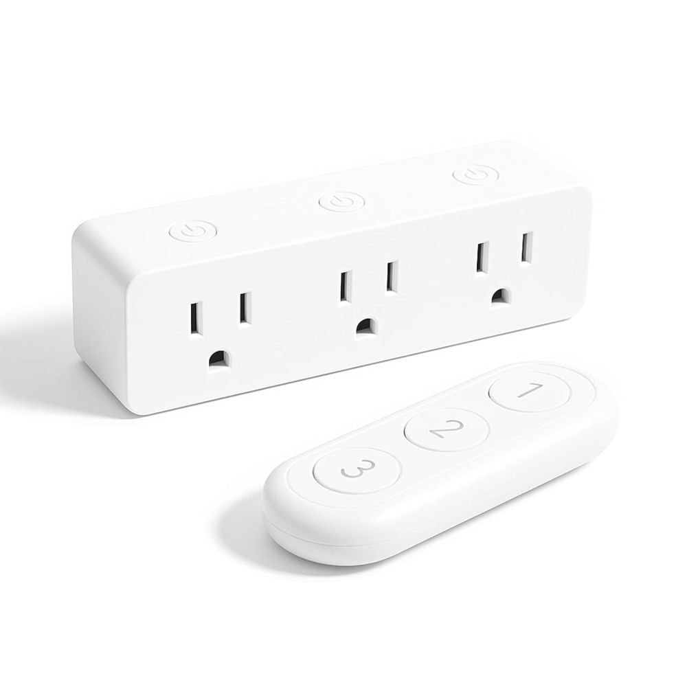 LoraTap Wireless Remote Control Outlet Extender, 3 Independent Outlets 15A/1875W Power Strip, No Interference No Wiring No WiFi, 100ft Long Range