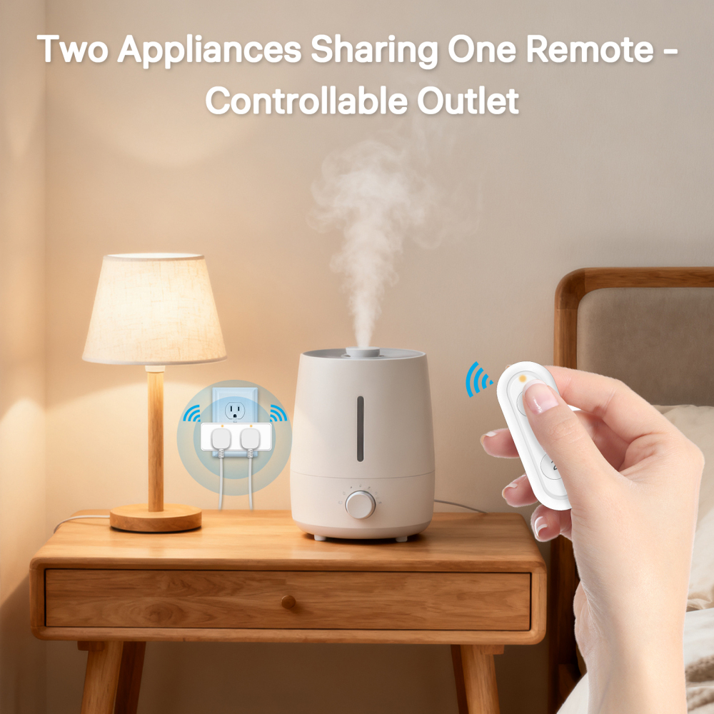 LoraTap Wireless Remote Control Outlet Extender, 2 Independent Outlets 15A/1875W Power Strip, No Interference No Wiring No WiFi, 100ft Long Range