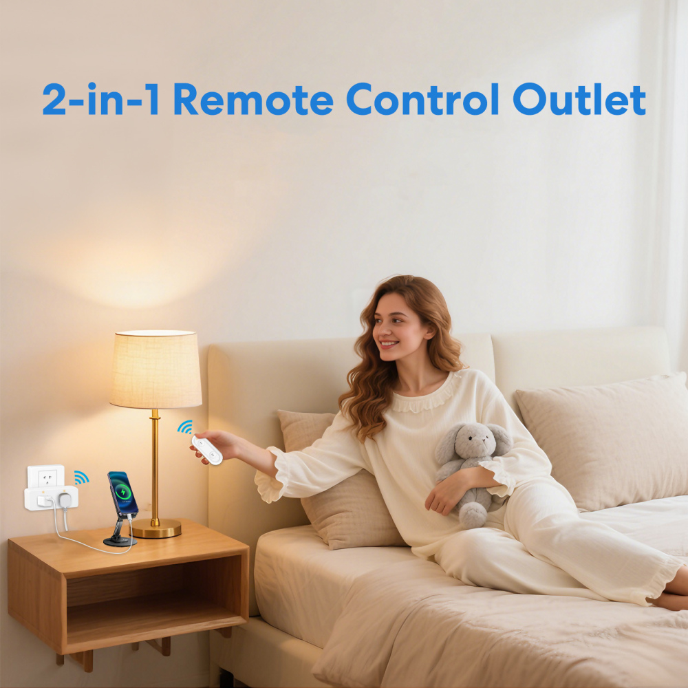 LoraTap Wireless Remote Control Outlet Extender, 2 Independent Outlets 15A/1875W Power Strip, No Interference No Wiring No WiFi, 100ft Long Range