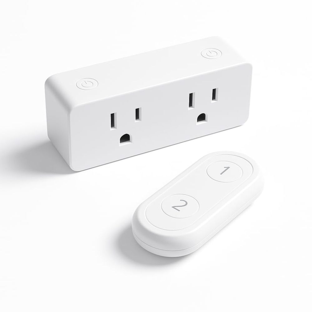 LoraTap Wireless Remote Control Outlet Extender, 2 Independent Outlets 15A/1875W Power Strip, No Interference No Wiring No WiFi, 100ft Long Range