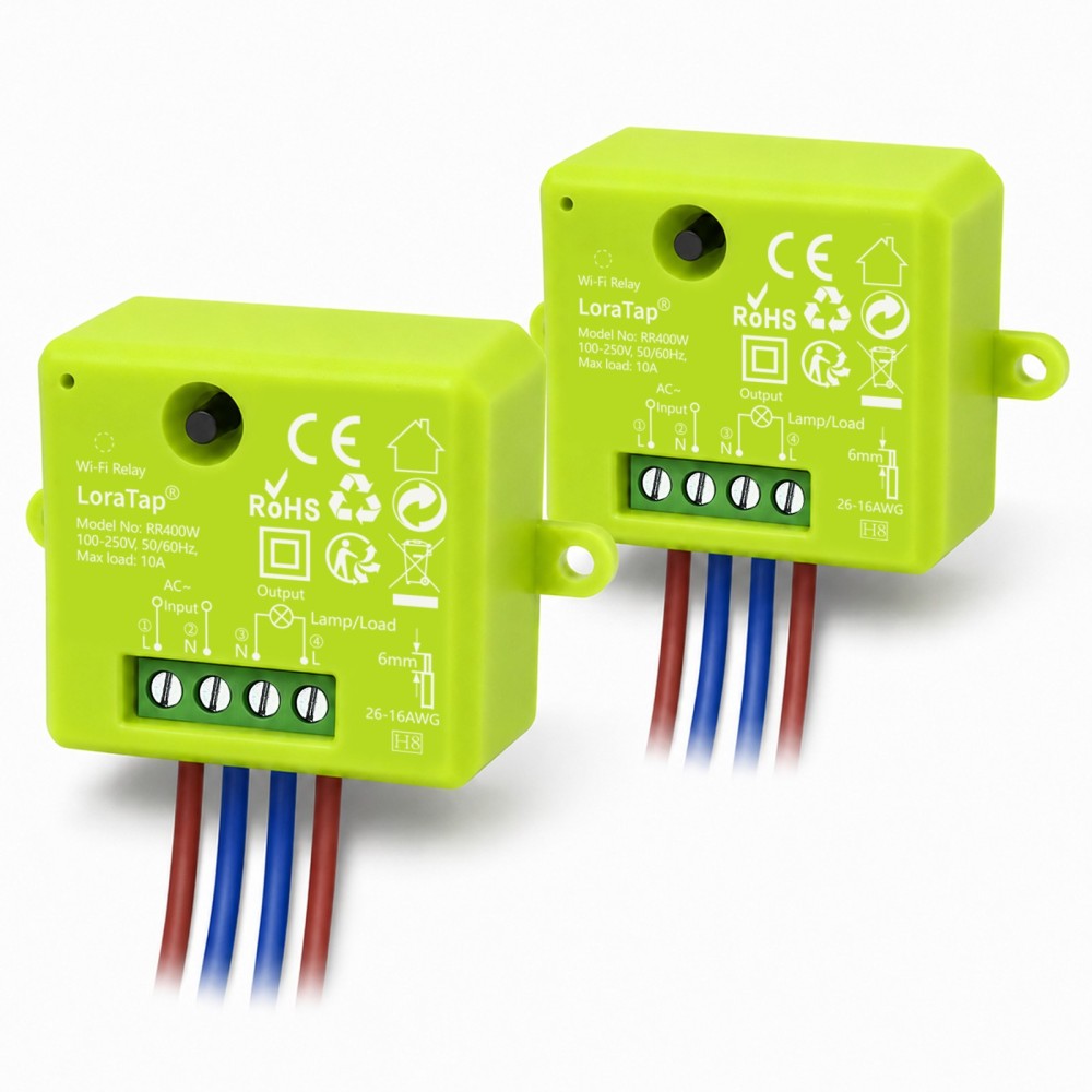 LoraTap Smart Relay Switch: No Hub Required, Auto 2.4G/5G WiFi, For Renters & Old Homes, App & Timer Control, Alexa Voice Control, 100-250V AC 10A