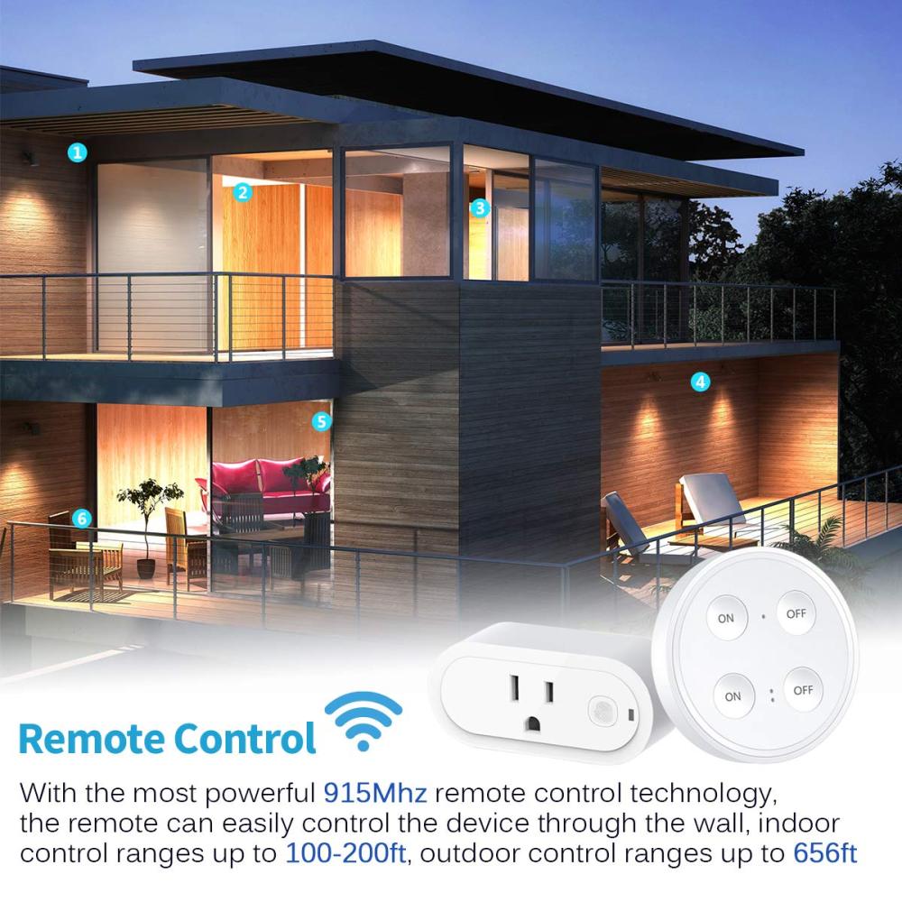 Remote Control Outlet Plug Adapter (2 Pack) with Dual Remote, 100ft Range Wireless Switch for Lights and Household Appliances, No Hub Required, 16A/17