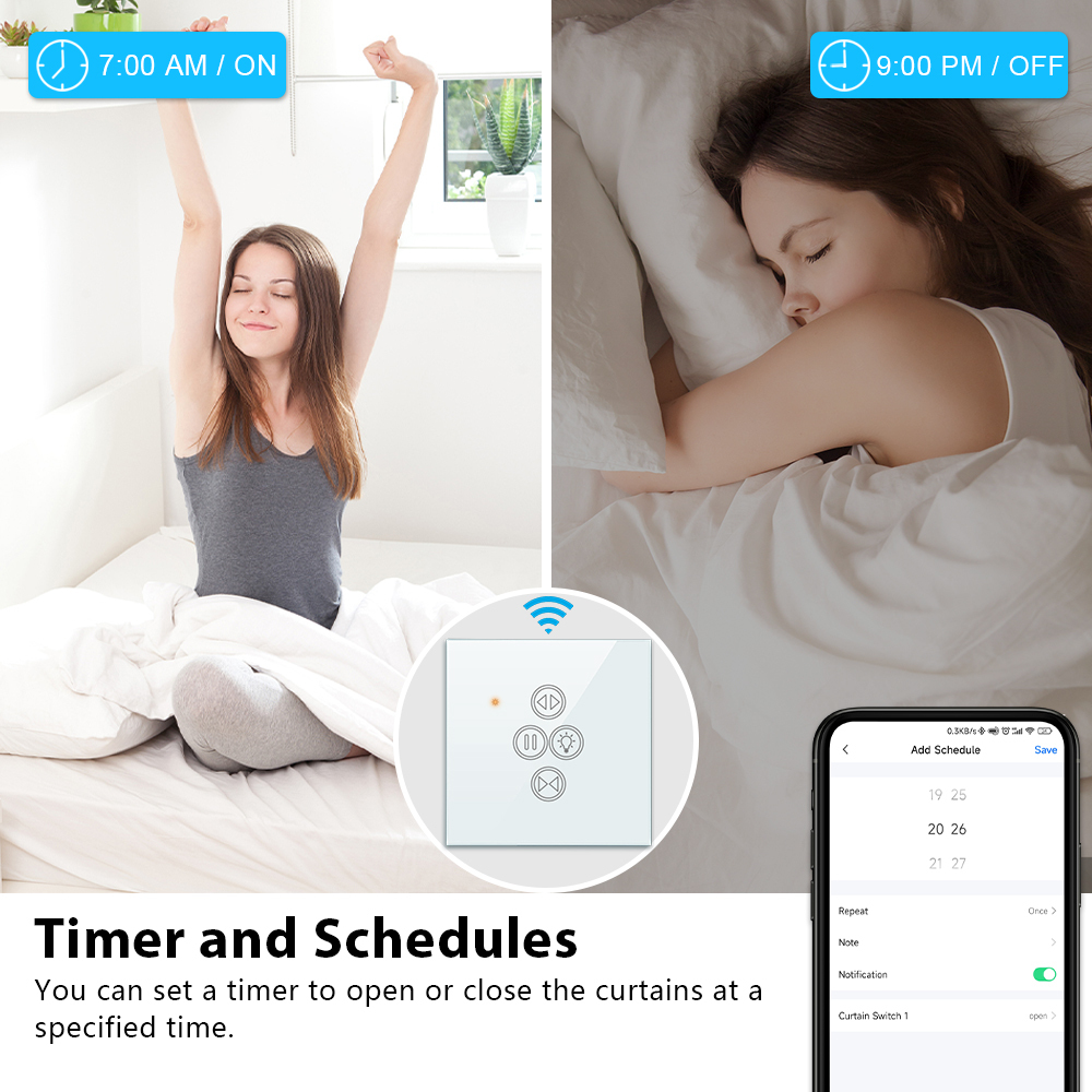 LoraTap Tuya Smart Life WiFi Roller Shutter Curtain Light Switch for Electric Motorized Blinds Work for Alexa Google Home Voice