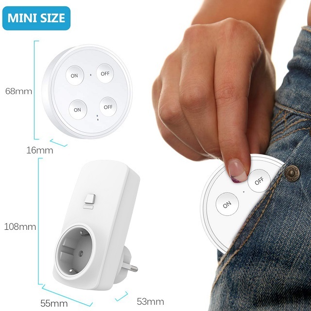EU Plug Magnetic Wireless Remote Control Socket Kit 16A White(1 Remote + 2 Plugs)