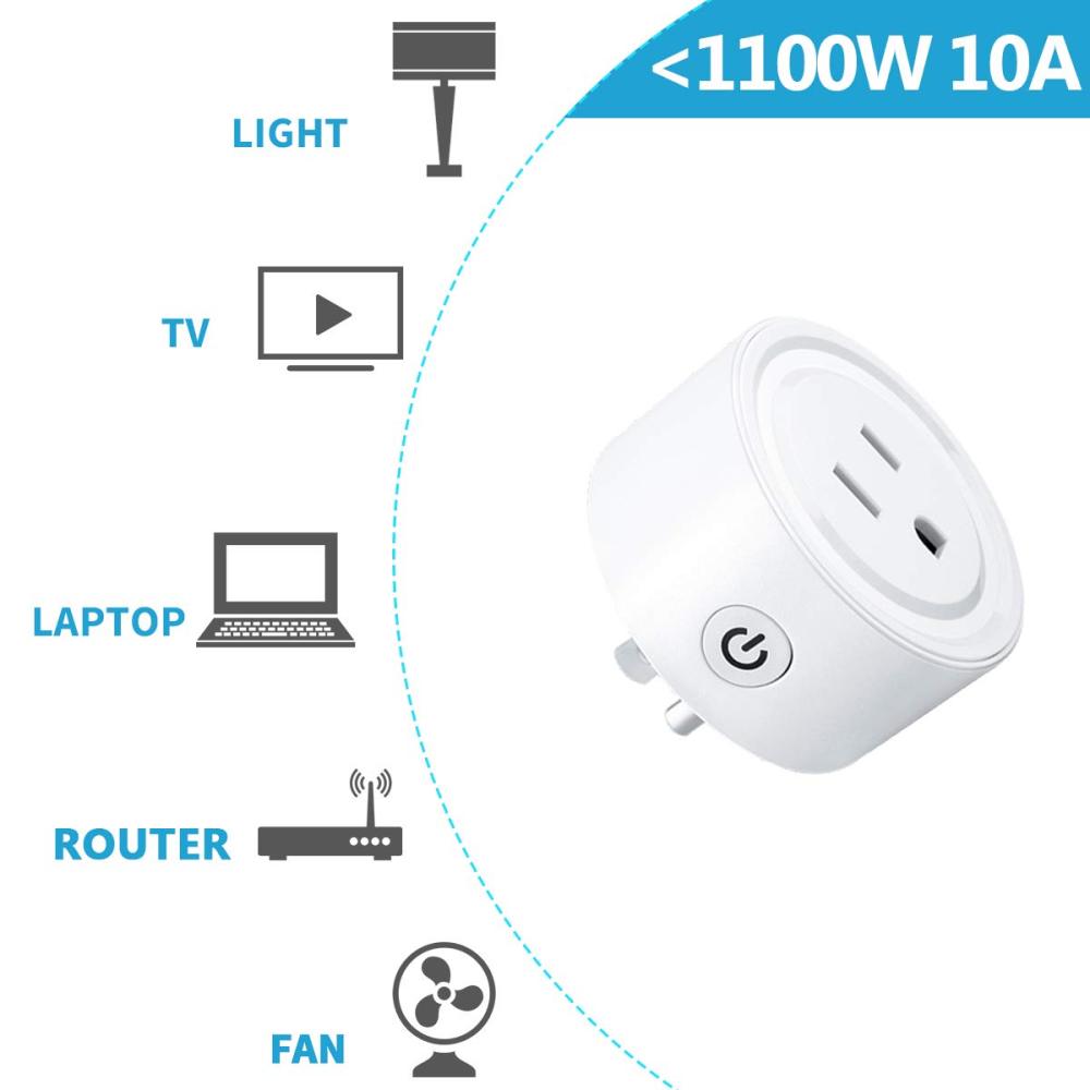 Mini Remote Control Outlet Plug Adapter with Remote, 656ft Range Wireless Light Switch for Household Appliances, No Hub Required, 10A/1100W, White