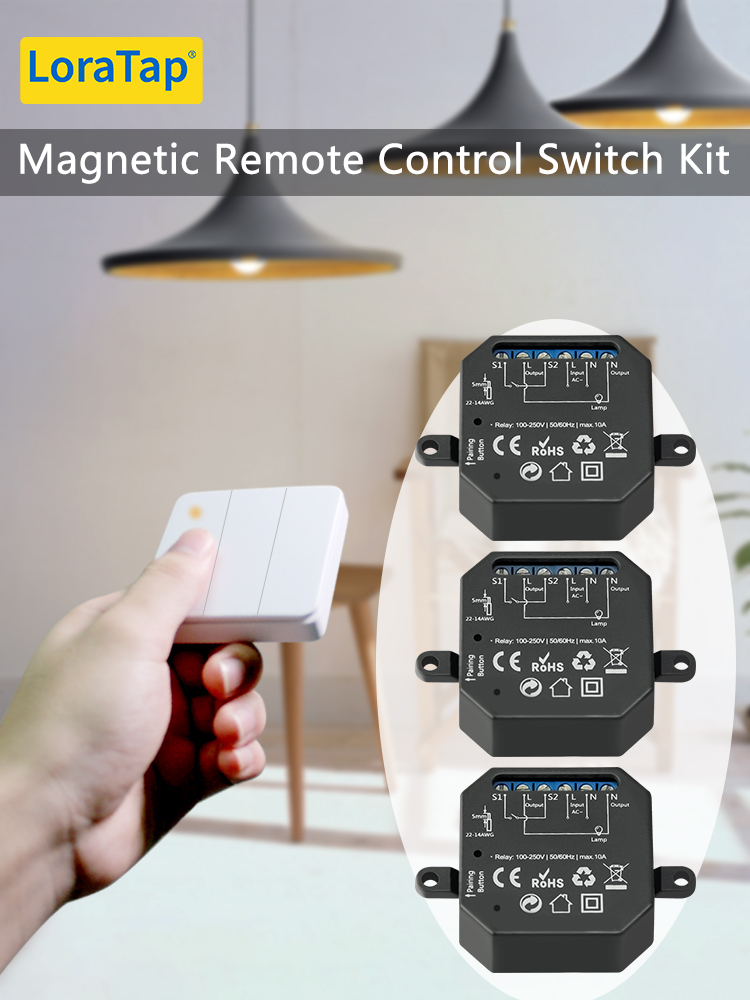 LoraTap 868Mhz Magnetic Smart Light Switch LED Push Button Wireless Remote Control AC100~250V 10A 1 CH Relay Controller for Lamp