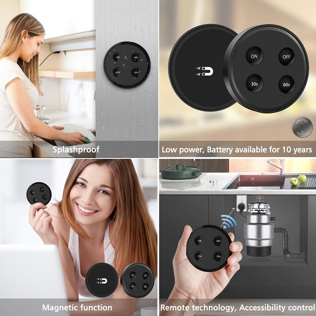 Food Waste Garbage Disposers Timer EU Korea Plug 16A Wireless Switch Remote Control No Drilling No Pipe Replace Air Switch