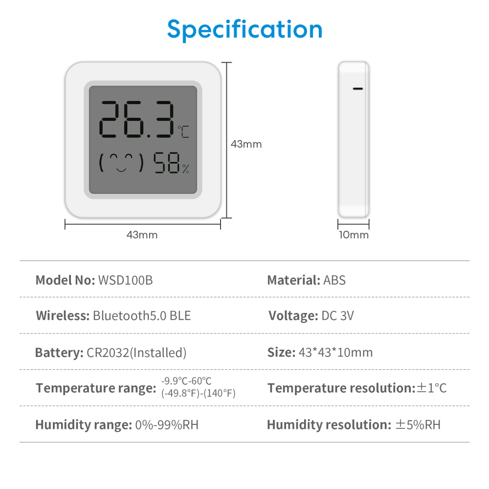 LoraTap Tuya Smart Life BLE Temperature Humidity Sensor LCD Digital Display Scene Control Switch Thermometers Hygrometers