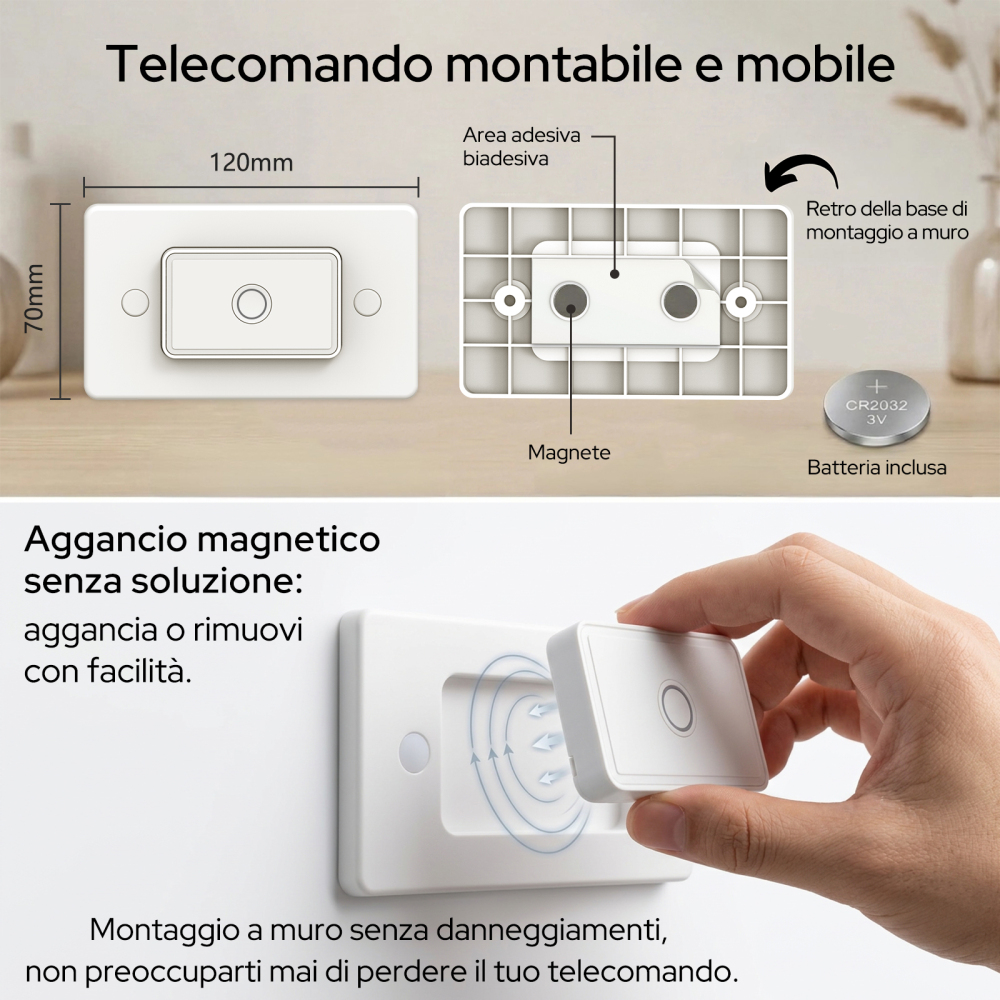 LoraTap Remote Control Socket with Remote Control, Italian Electrical Socket with Wireless Switch, 200m Wireless Remote Control Switch, 16A/3500W