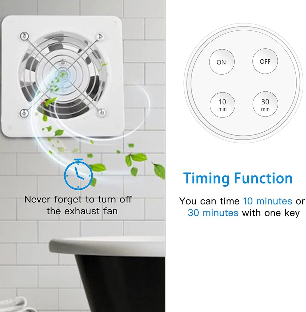 LoraTap Wireless Switch Kit, with 10min 30min Timer, 2500W Receiver, 868Mhz Radio Transmitter, Back and forth, Wall Remote Control for VMC Lighting
