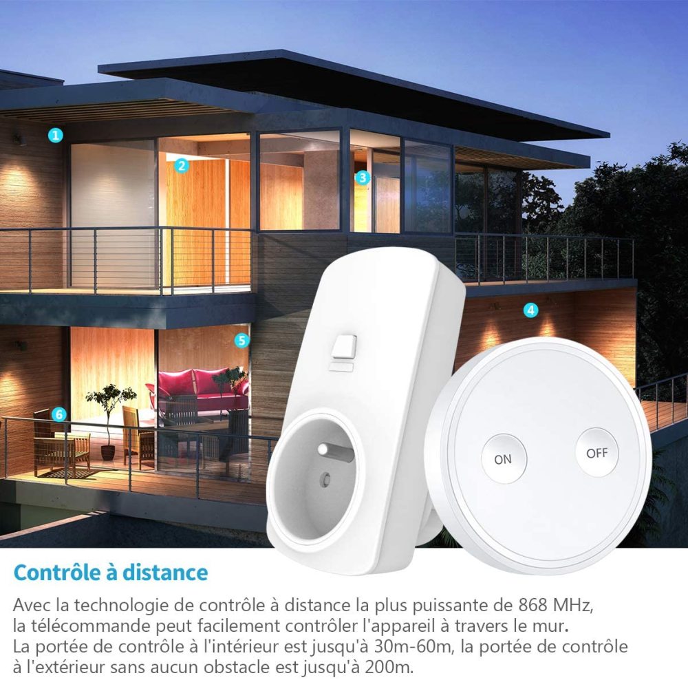 LoraTap Remote Controlled Socket, 3680 Watts, 200M Range, 868Mhz Audio, 10 Years Battery Life, Smart Wireless Electrical Socket, Batteries Included