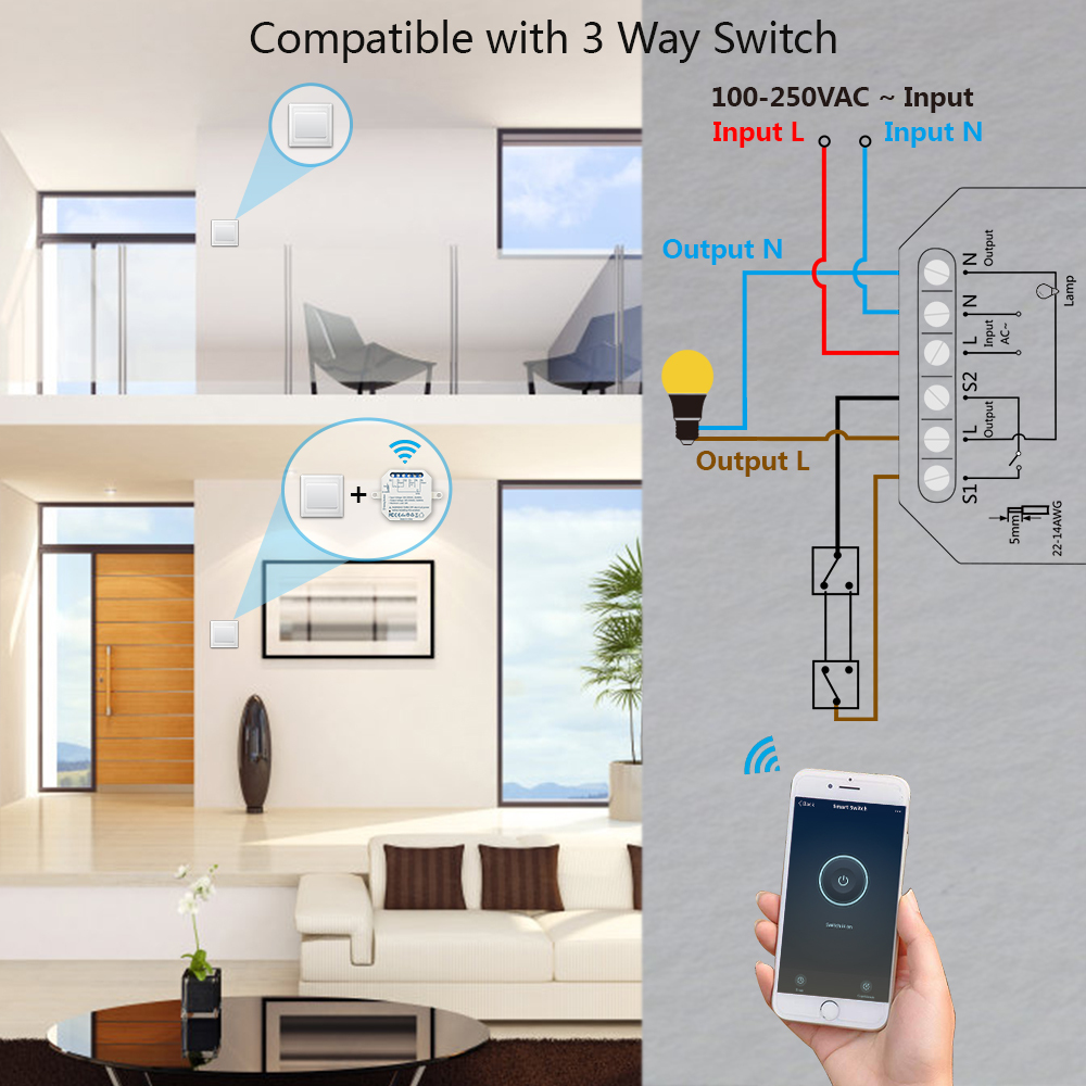 Tuya Smart Life Wifi Smart Light Switch Relay module Remote Control Google Home Alexa Echo Works with Wall Manual Switch 10A