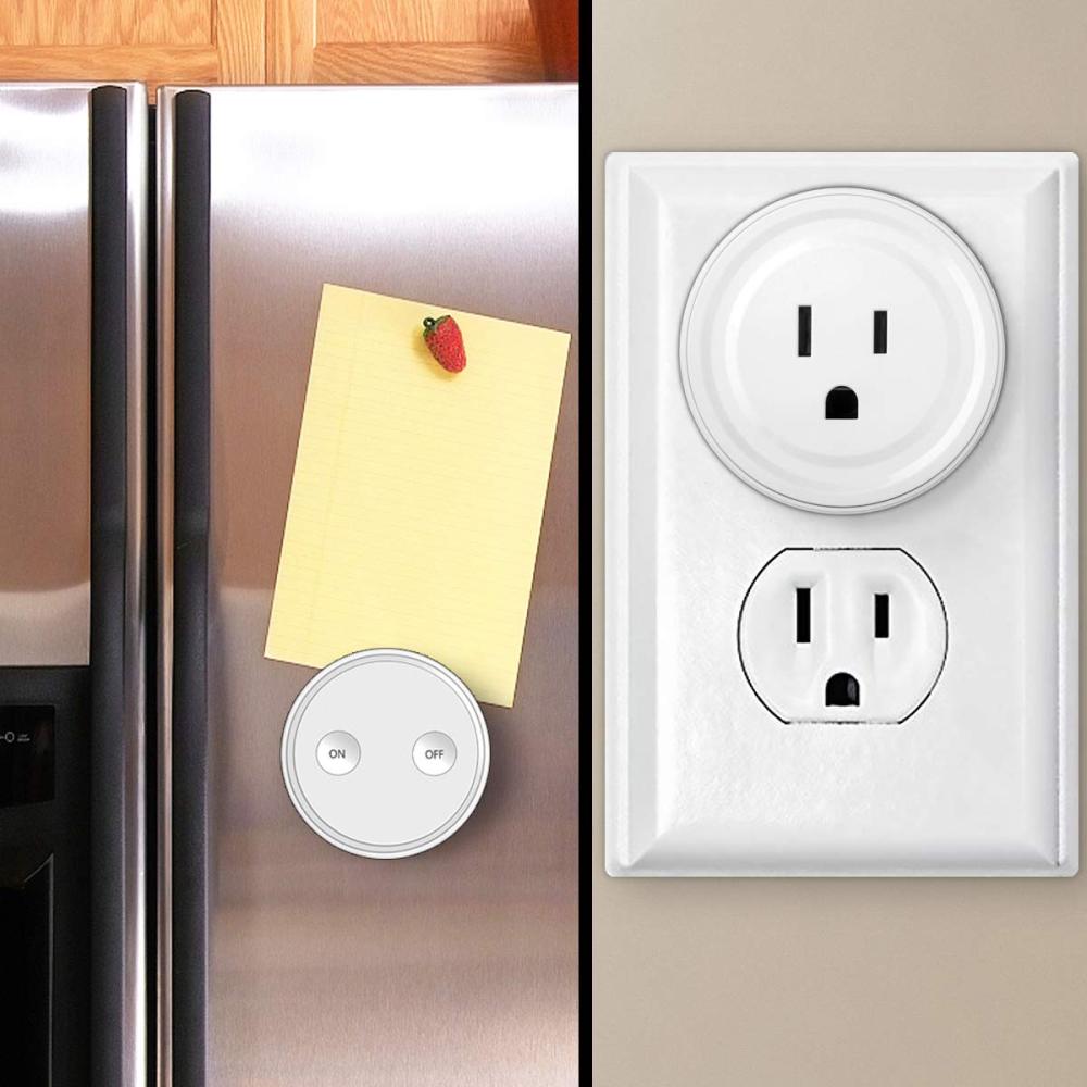 Mini Remote Control Outlet Plug Adapter with Remote, 656ft Range Wireless Light Switch for Household Appliances, No Hub Required, 10A/1100W, White