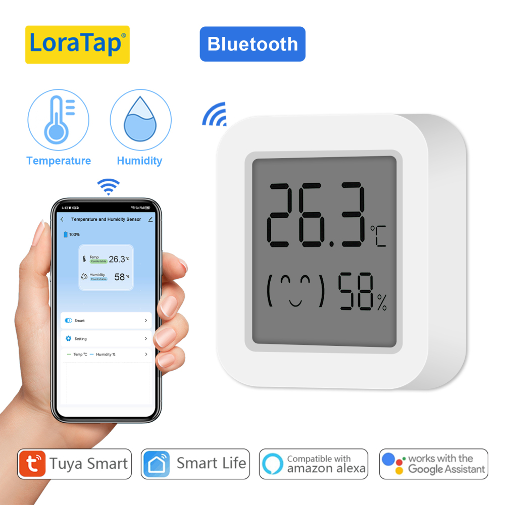 LoraTap Tuya Smart Life BLE Temperature Humidity Sensor LCD Digital Display Scene Control Switch Thermometers Hygrometers