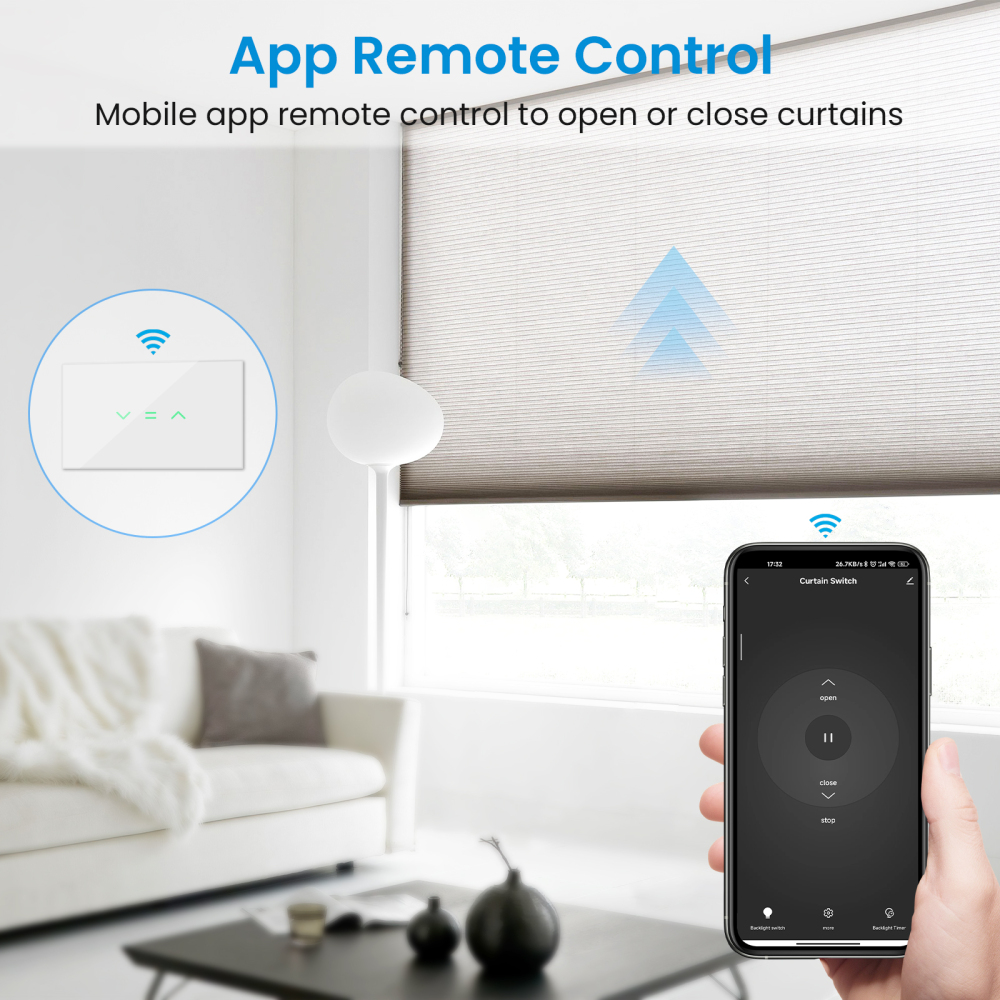 LoraTap US Curtain Blinds Roller Shutter Switch Backlight Tuya Smart Life App Timer Remote Control Voice by Google Home Alexa