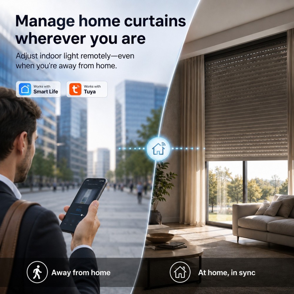 LoraTap WiFi Touch Curtain Switch for Motorized Curtains & Shutters, 600W AC. Supports APP, Alexa/Google Home Voice Control & Remote Timer