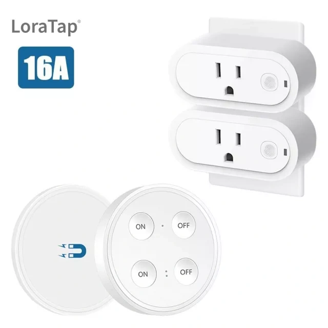 Remote Control Outlet Plug Adapter with Remote, 656ft Range Wireless Switch for Lights and Household Appliances, No Hub Required, 16A/1760W, White