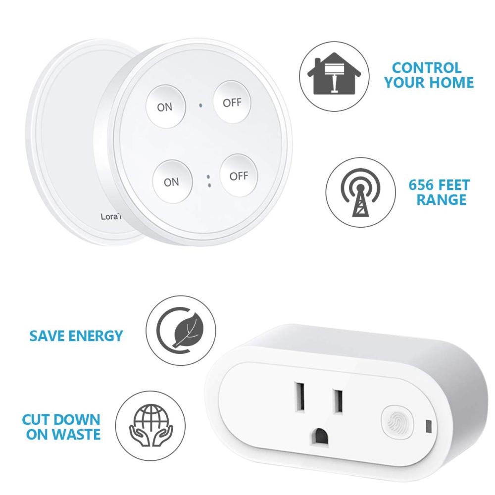 Remote Control Outlet Plug Adapter (2 Pack) with Dual Remote, 100ft Range Wireless Switch for Lights and Household Appliances, No Hub Required, 16A/17