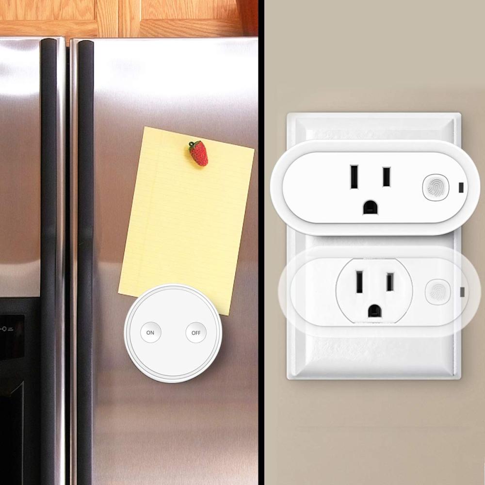 Remote Control Outlet Plug Adapter with Remote, 656ft Range Wireless Switch for Lights and Household Appliances, No Hub Required, 16A/1760W, White