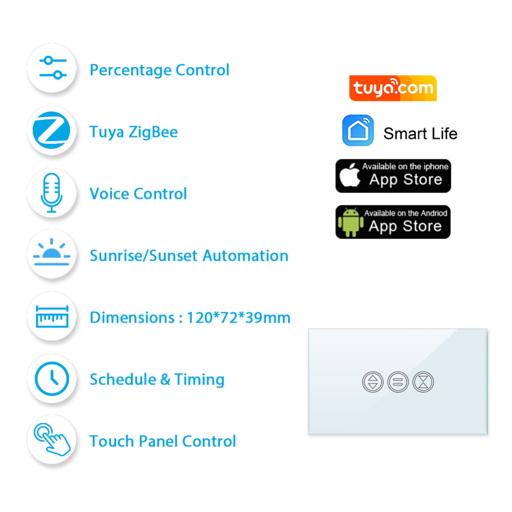 Tuya Smart Life ZigBee 3.0 Curtain Blind Switch for Roller Shutter Electric motor Google Home Alexa Voice Control App Timer DIY