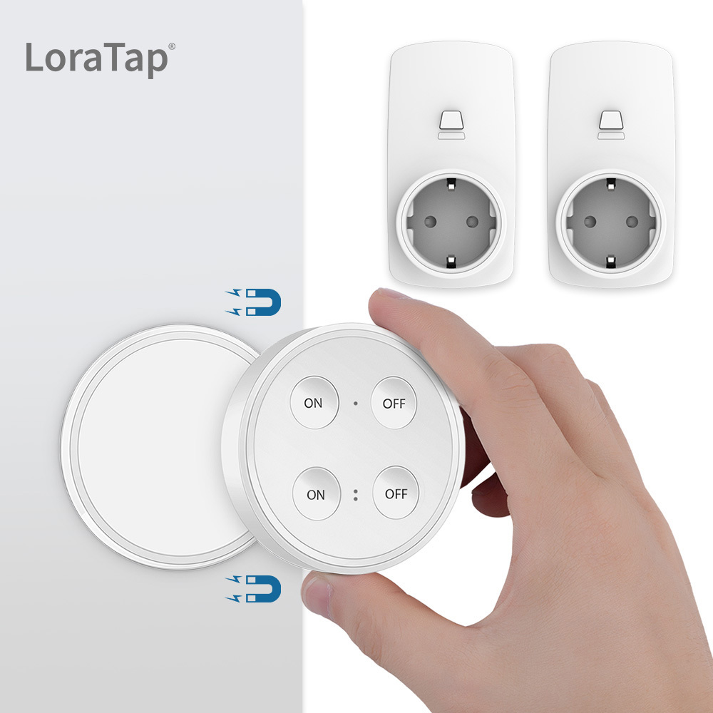 EU Plug Magnetic Wireless Remote Control Socket Kit 16A White(1 Remote + 2 Plugs)