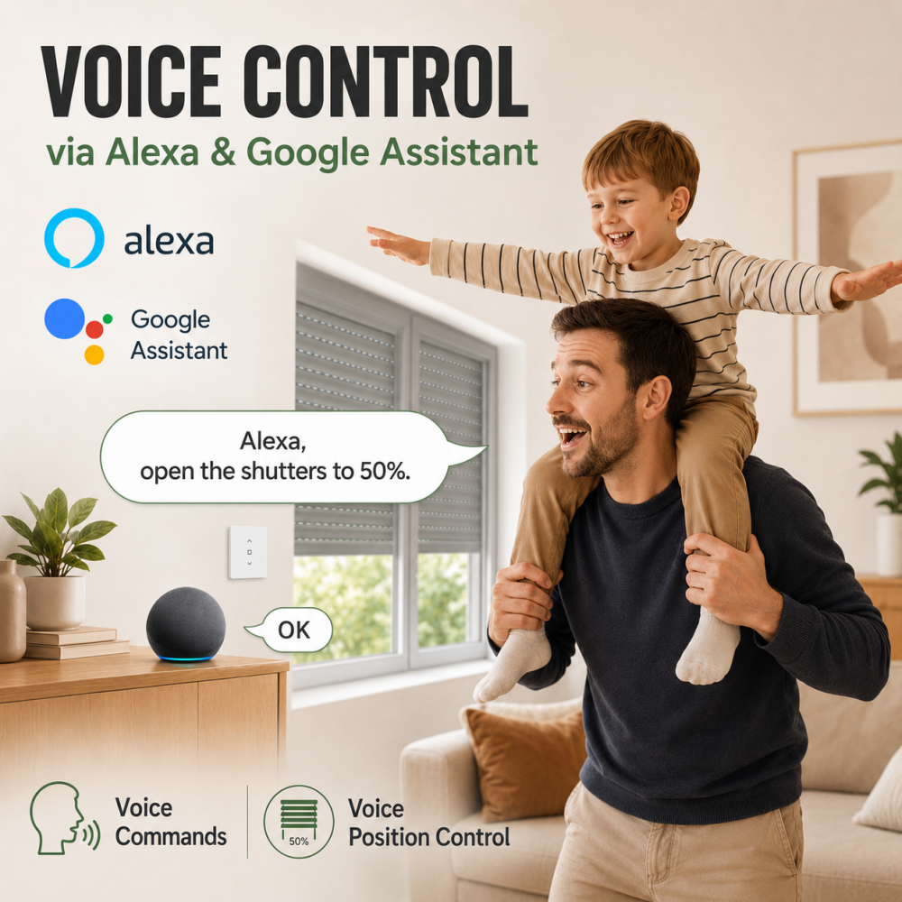 LoraTap Interruttore Tocco per tende Compatibile con Alexa/Google Home/Smart Life, Controllo Percentuale e Controllo Vocale (Filo Neutro Richiesto)