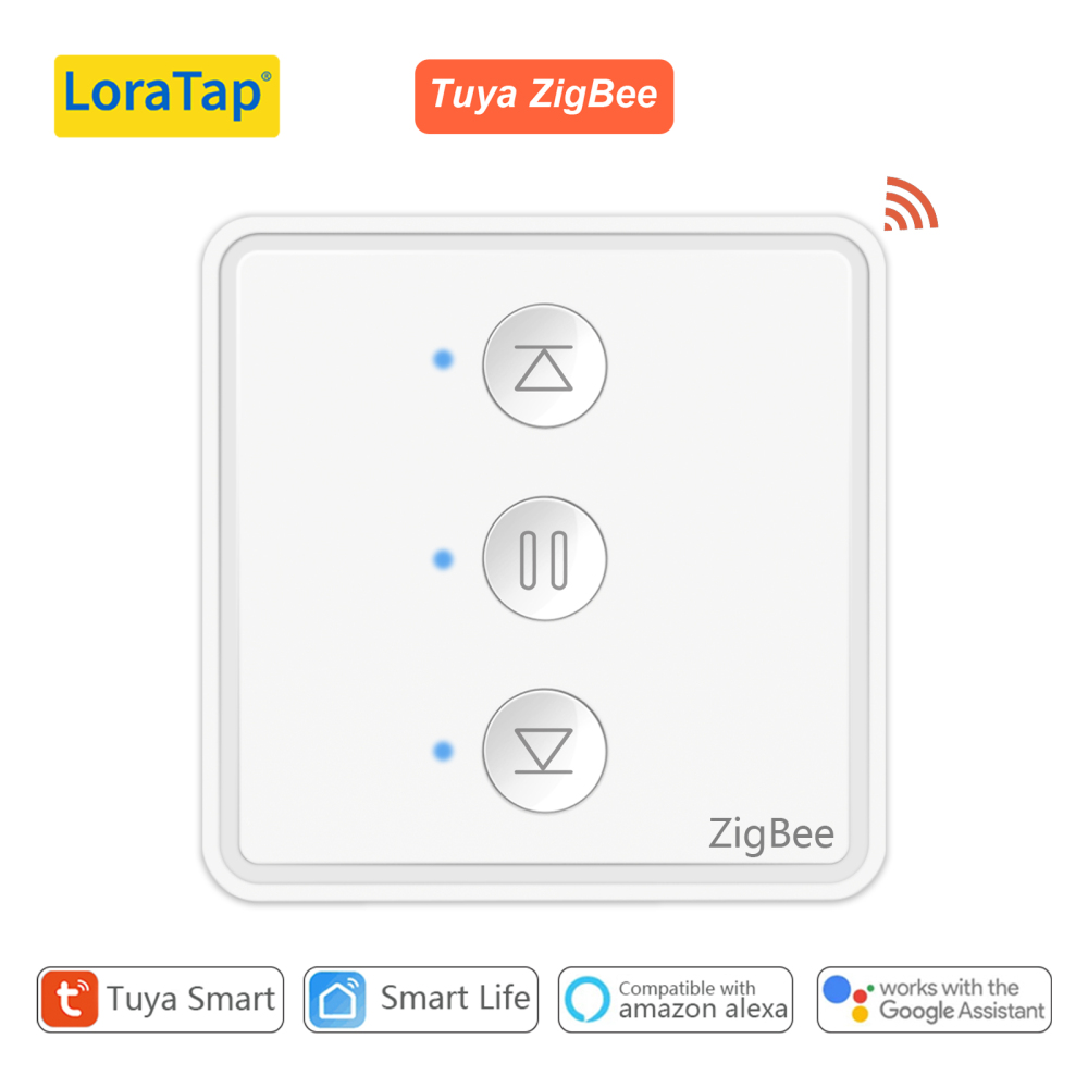 LoraTap Tuya ZigBee Blinds Tubular Motor Pushbutton Breaker Smart Life Percentage Remote Control Work with Google Alexa