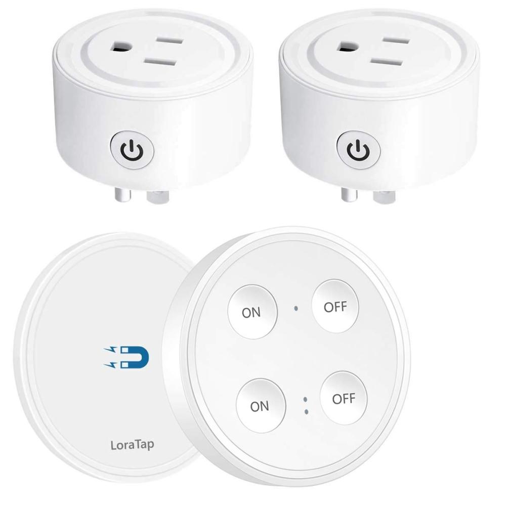 Mini Remote Control Outlet Plug Adapter with Remote, 656ft Range Wireless Light Switch for Household Appliances, No Hub Required, 10A/1100W, White
