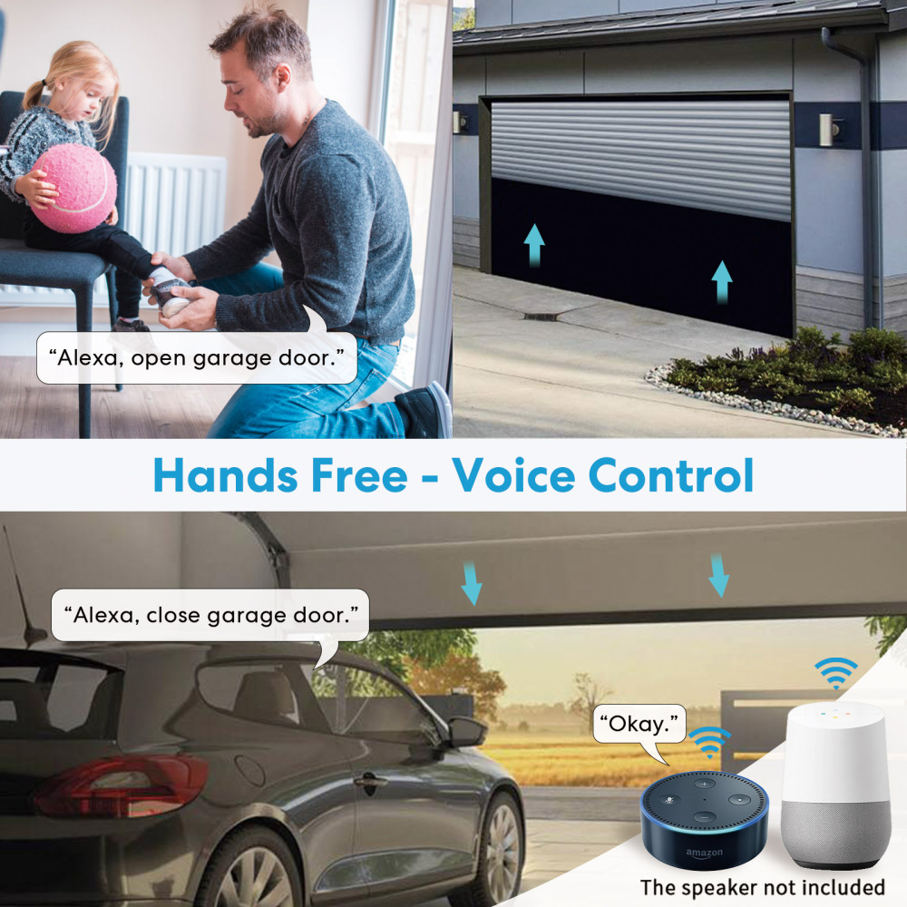 LoraTap Tuya ZigBee 3.0 Garage Door Opener Controller Switch Control by Smart Life Works with Google Assistant Echo Alexa, Includes 5M Wired Sensor