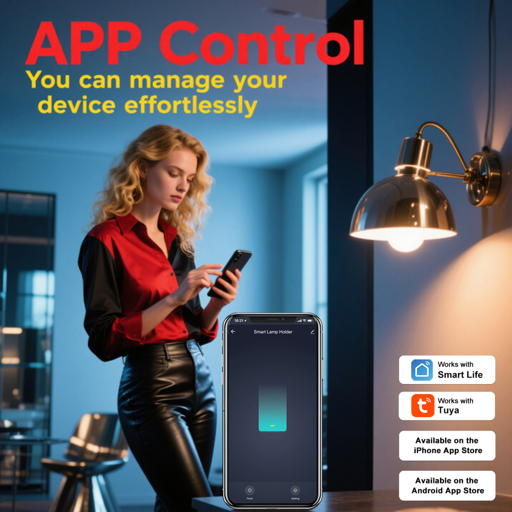 LoraTap WiFi Smart Lamp Holder, E26/27 Smart Adapter, Control with Smart Life App, Compatible with Alexa Voice, WiFi Lamp Holder, 60W Max