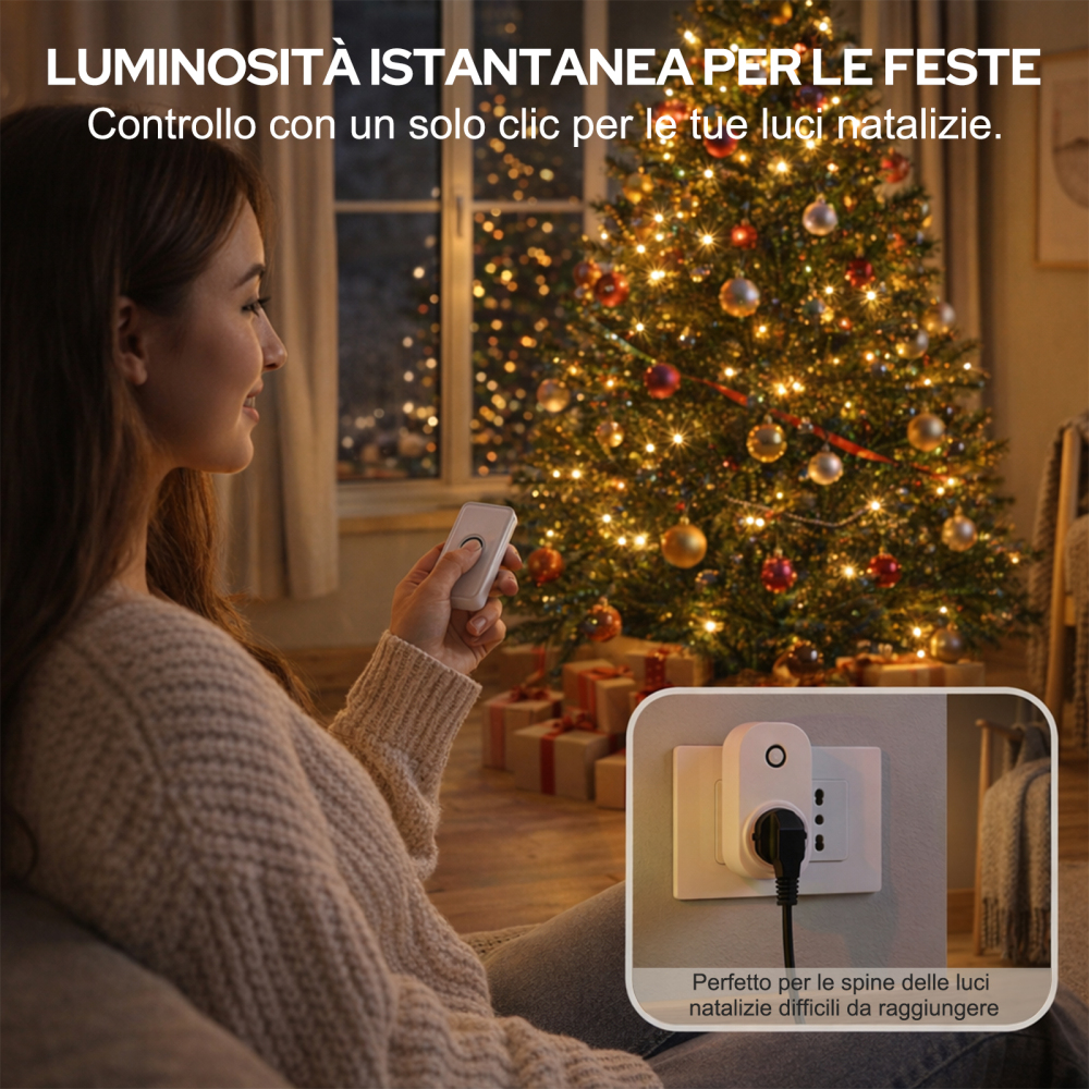 LoraTap Remote Control Socket with Remote Control, Italian Electrical Socket with Wireless Switch, 200m Wireless Remote Control Switch, 16A/3500W