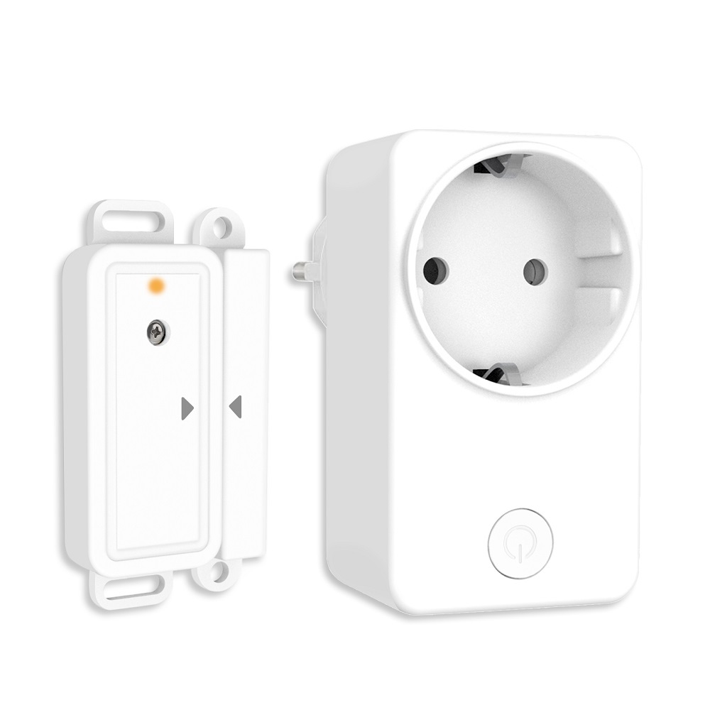 LoraTap Mini wireless exhaust control with window magnetic contact and radio socket for cooker hood, fireplace window switch, wireless window contact