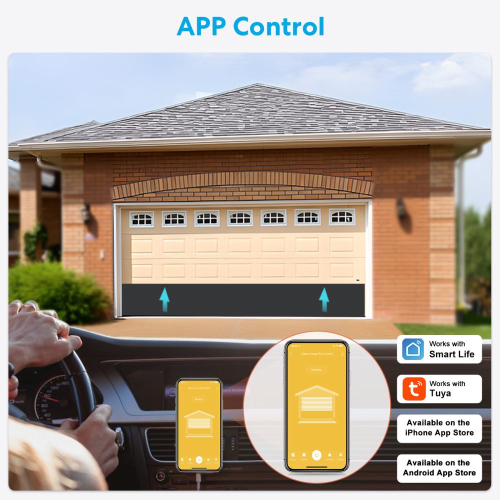 LoraTap Tuya ZigBee 3.0 Garage Door Opener Controller Switch Control by Smart Life Works with Google Assistant Echo Alexa, Includes 5M Wired Sensor