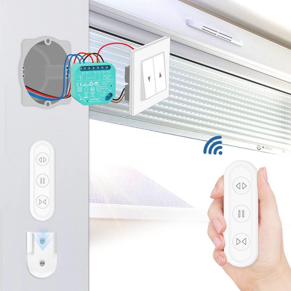 LoraTap Roller Shutter Module Wireless RF Remote Control 868MHz Radio Transmitter Switch Curtain Blinds Wall Relay