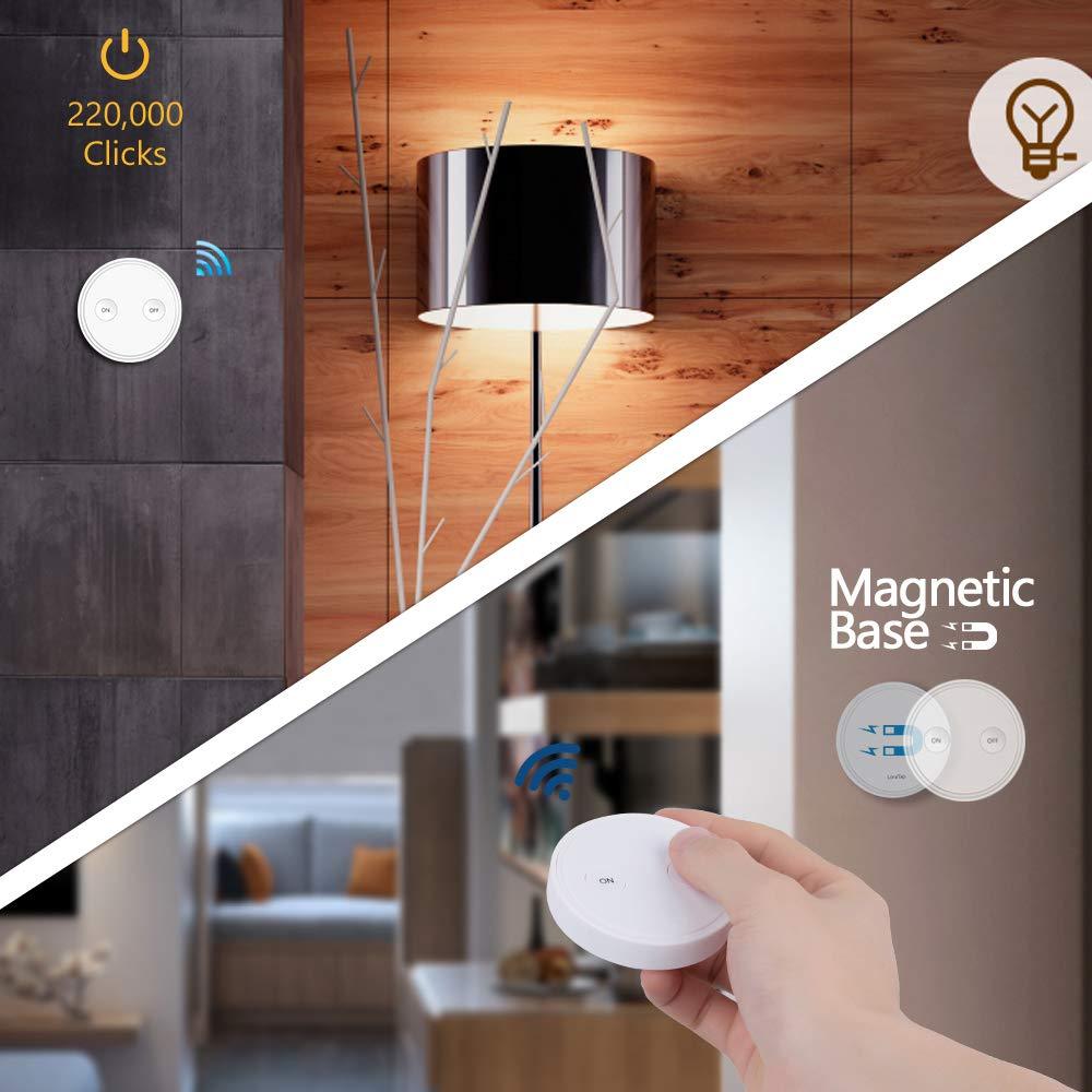 Mini Remote Control Outlet Plug Adapter with Remote, 656ft Range Wireless Light Switch for Household Appliances, No Hub Required, 10A/1100W, White