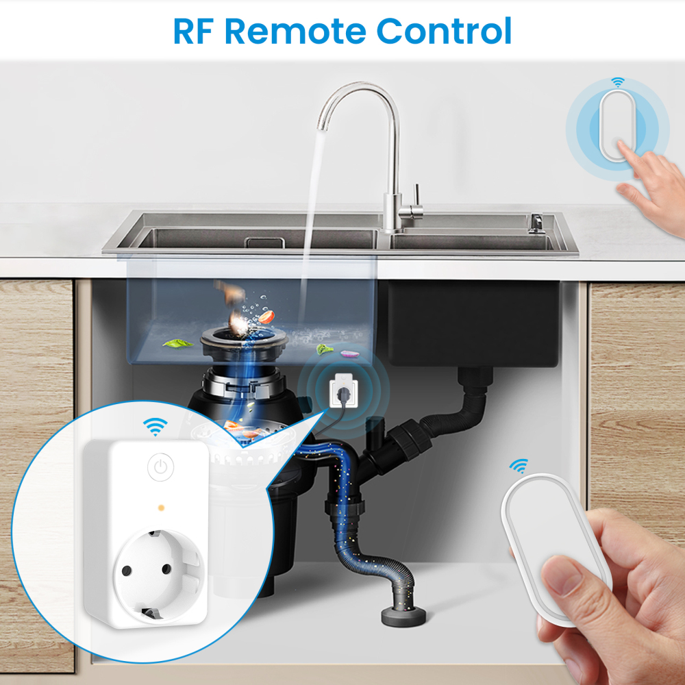 LoraTap Wireless Kitchen Food Garbage Disposer EU Korea Plug Socket Kinetic Switch Set Remote Control No Battery No Wired