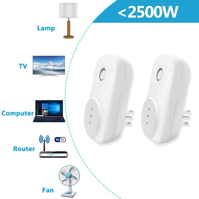 LoraTap Presa Telecomandata con Telecomando, 2 Spina Elettrica con Interruttore Senza Fili 200m Controllo Remoto On/Off per Elettrodomestici, No WiFi