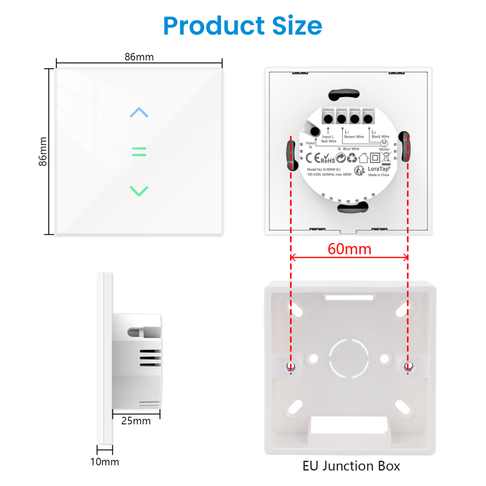 LoraTap Roller Shutter Switch for Automatic Curtain Motor Tuya Smart Life App Percentage Remote Control Voice Google Home Alexa