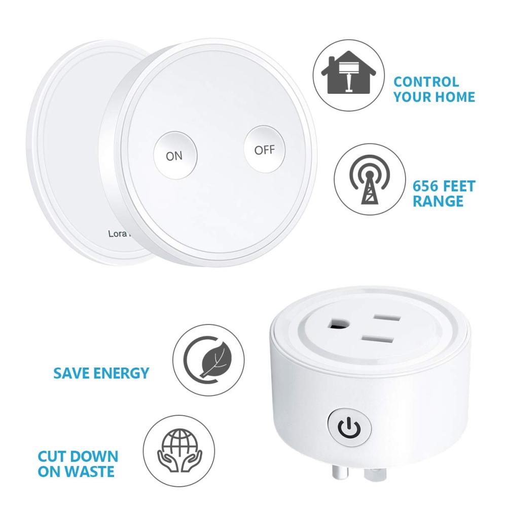 Mini Remote Control Outlet Plug Adapter with Remote, 656ft Range Wireless Light Switch for Household Appliances, No Hub Required, 10A/1100W, White