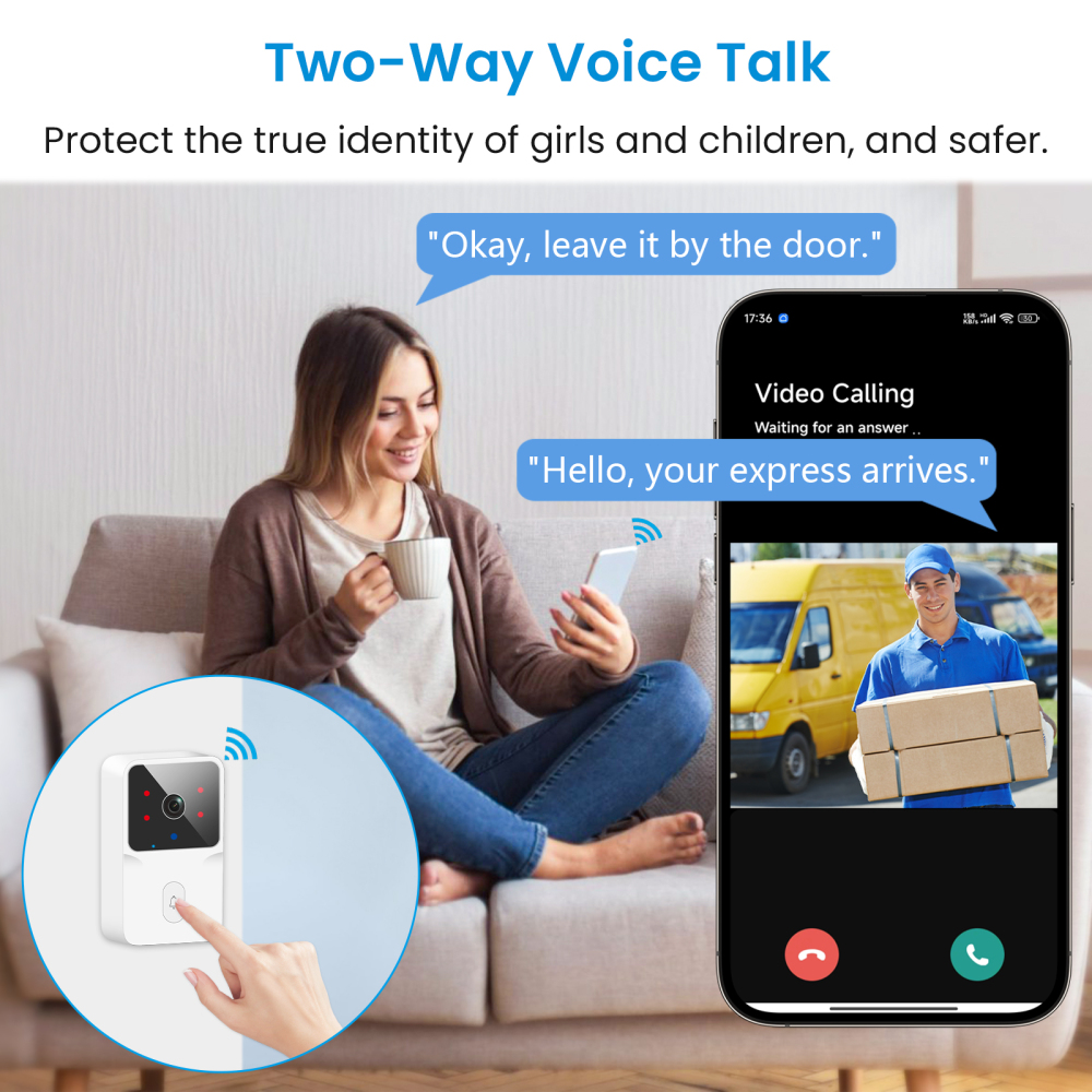 LoraTap Tuya Smart Life WiFi Video Doorbell Camera 2.4Ghz Remote Real-time Conversation Outdoor Security System